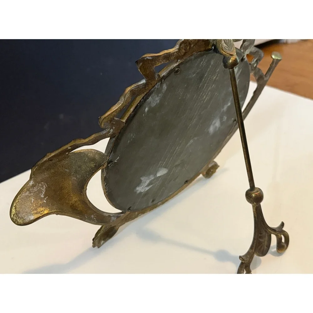 ANTIQUE Bradley Hubbard CAST IRON TRUMPET music horn ART Vanity DESK MIRROR